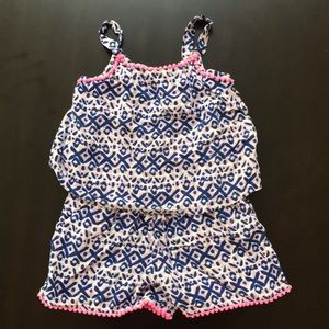 Blue and Light Purple Print Romper